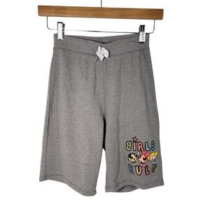Powerpuff Girls Shorts Gray‎ Girls Rule Cartoon Sweat Shorts Kids 10-12